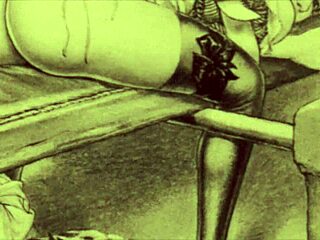 Vintage Erotic Drawings in Retro Anime Style