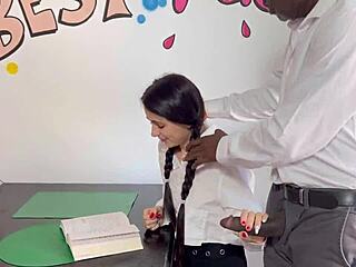 Teacher's desk turns into a playground for amateur anal sex