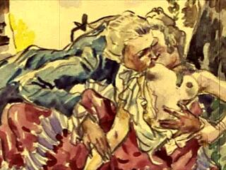 Vintage Erotic Illustration with Retro Hentai Anime Style Details