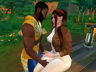 Black man seduces Lara Croft in the jungle camp (Part 1)