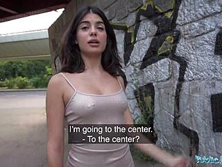 European babe gets her throat fucked in public reality