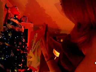 Butt plug play and ball licking in a hot Christmas scene