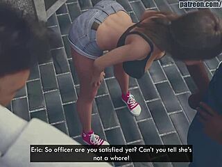 girlfriend bangs officer while boyfriend watches in shocking creampie scene at the office