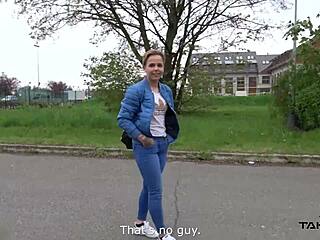 A small blond from Czech Republic gets some dick in a backseat of a moving van