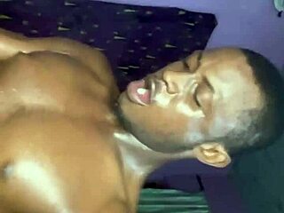 Beautiful young woman gets seduced to have a threesome with bodybuilder and another man