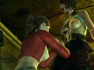 Futa Resident Evil: Claire gets creampied by Jill in 3D