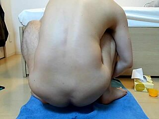 Gay masturbation scene with a happy ending