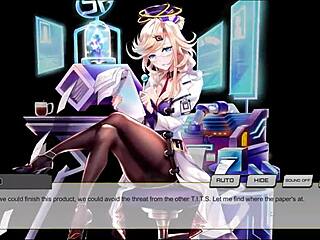 the secretary gets fucked on her desk in this hentai game