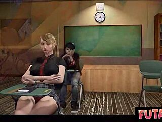 3D animated futa porn featuring big tits and footjobs
