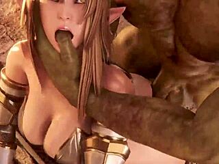 3D animated game with an elf and an ogre having sex