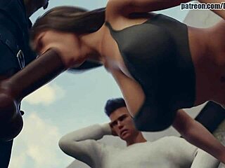 girlfriend bangs officer while boyfriend watches in shocking creampie scene at the office