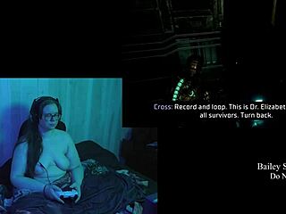 Big tits bouncing and jiggling while playing video game naked