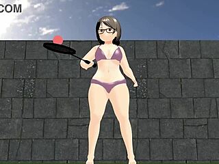 plump asian girl plays tennis in kyo animation with big tits