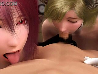 Is this demonically spectacular redhead and blonde threesome blowjob part 05?