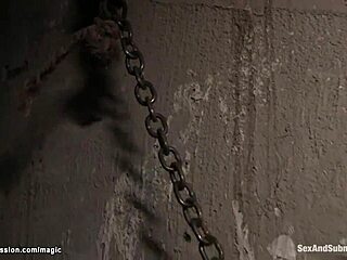 Young and skinny red-haired woman with no pubic hair gets rough BDSM sex with big cock