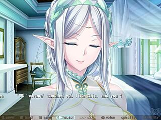 Maid's big tits and milk fetish in anime game