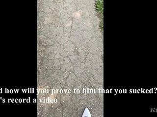 Russian wife cheats and gives a street blowjob to a stranger