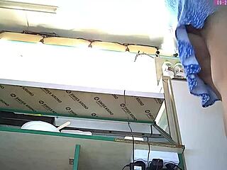 Sexy Blonde Girl Flashes Thong Under Skirt At Work For Hidden Camera