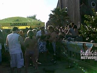 Spring break whip cream contest turns into wild tit licking action! 😜