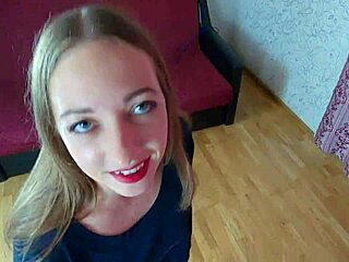 Cute Russian girl gives best deepthroat and facial ever