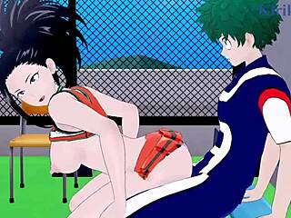 himiko toga and momo yaoyorozu have intense sex with izuku midoriya