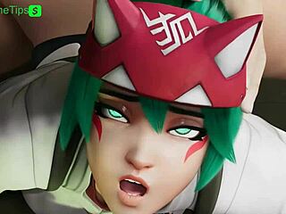 kiriko battles d-va in epic hentai showdown with intense action