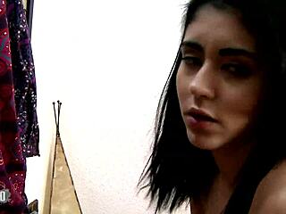 aysha's natural big tits and hairy pussy get licked by young arab babe