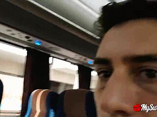 Risky Blowjob on a Public Bus - She Swallows All My Cum!