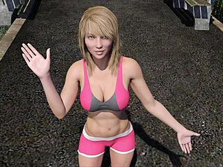 Training With Sexy Blonde Katia, Can't Help Staring At Her Big Boobs