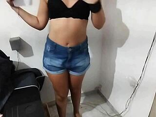 Steamy Brazilian girlfriend shows her small tits and ass
