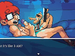 Muscular girl dominates in this hentai game with femdom