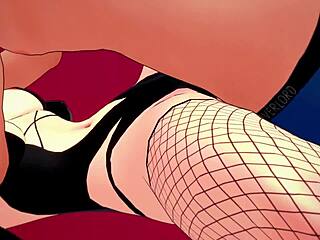 Hot girlfriend in red socks and Enderman mask awaits