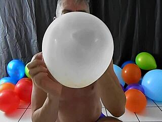 Horny Gay Dilf Richard Lennox Masturbates with Balloon and Monster Cock