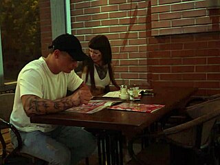 Wet pussy lover enjoys deepthroat and facial in public
