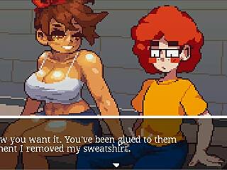Muscular girl dominates in this hentai game with femdom