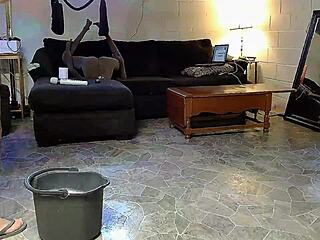 why is this horny gay nudist masturbating while cleaning?