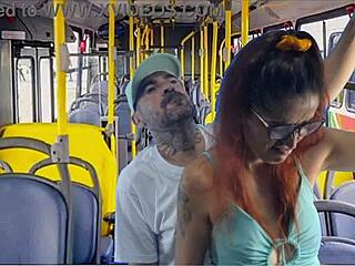 A white blonde gets fucked in a nibus in public