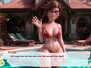 Crossdressing gamers enjoy big tits and deepthroat action