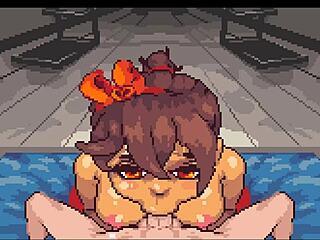 uh, gym hentai girl sucks me off after training, so hot!