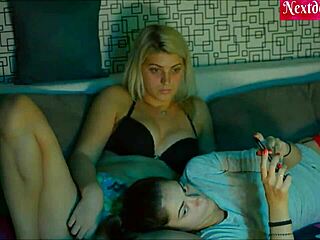 A young woman seduces a man by touching his penis and he gets an erection