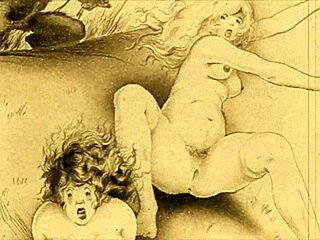 Vintage Erotic Illustration with Retro Anime Charm