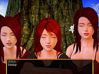 In This Cartoon Game, the Teen Girl with Big Tits and Ass Gets Involved in Erotic Family Adventures