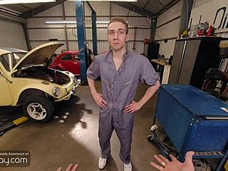 Gay mechanic gets drilled in every position before boss arrives
