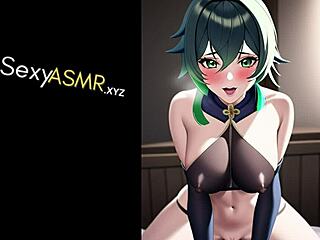 Japanese cosplay babe in sexy anime costume gives ASMR moans