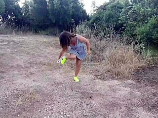 Stepmom says, 'Watch me seduce stepson by removing panties and sucking cock on beach'