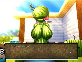 HornyCraft parody game with big-boobed teens and creampies