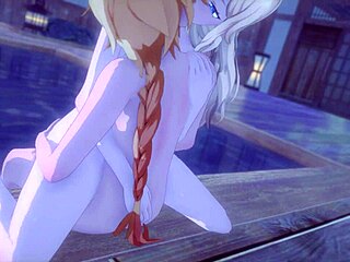 Kissing Jean with Hair Down in Genshin Impact.