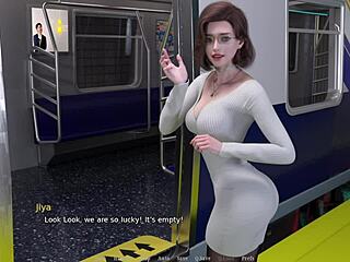 Beautiful woman with perfect figure gets shaved and fucked on the train