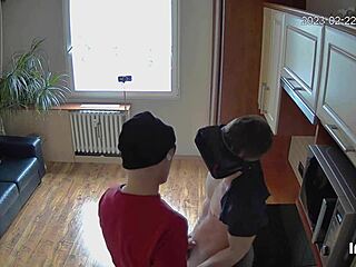 Muscular hunk gets it hard in a hot kitchen scene