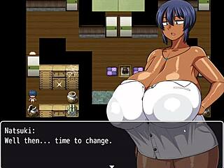 Tanned girl natsuki explores public spaces in hentai game